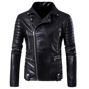 Chaqueta de Cuero para Hombre, Estilo Urbano, con Cierre, Bordada, Original, Genuina, para Motociclismo - Product Image 2