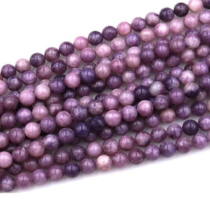 Collar de Cristal Natural, Cuentas de Lepidolita Lisas, Piedra Roja Pulida, Joyería, Hilo Suelto, Mayorista de Piedras Preciosas para Sanación - Product Image 6