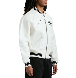 Chaquetas Varsity de Fibra de Bambú Blanca de Alta Calidad para Hombre, Estilo Varsity Cómodo, Parches de Chenilla Bordados, Forro de Algodón - Product Image 4
