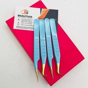 ปลายแหลมพิมพ์ลายหัวใจสีฟ้าสำหรับต่อขนตาแหนบต่อขนตาทำจากสเตนเลสออกแบบโลโก้ได้ตามต้องการ - Product Image 3