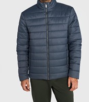 Manteau zippé pour homme grande taille, coupe longue, design à bulles, avec garniture en fourrure de mouton, en mélange polyester/coton coupe-vent, doublure polaire, col montant