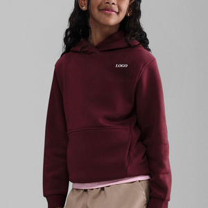 Sudadera con capucha para niños, estilo limpio, sudadera lisa para uso diario, colección de invierno con bolsillos canguro para pedidos al por mayor, informal - Product Image 1