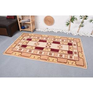Ethnique Vintage 4x6.5ft Turc Laine Tapis Beige Rouge Patchwork Conception Grande Surface Kilim Latex Rectangle Salle À Manger Pile Moyenne Eco - Product Image 2