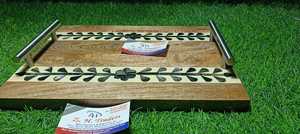 Plateau de luxe en bois incrusté de nacre fait à la main Ramadan Mubarak Dessert et Date plat de service Eid Mubarak célébration - Product Image 5