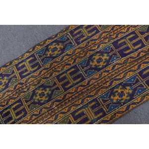 พรมตุรกี, พรมวินเทจขนาด 2.2x4 ฟุต, พรมลายต้นไม้และพืชสีน้ำเงินทำจากขนสัตว์ - Product Image 4