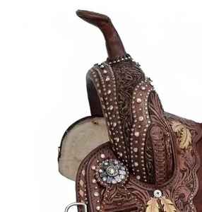 Selle de baril pour cheval western haut de gamme en cuir sculpté à la main / Confort assis profond / Prête pour le rodéo 2026 / Meilleur prix - Product Image 4