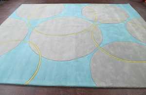 Tapis d'intérieur contemporain oriental fait main en laine, touffeté à la main, design circulaire, nouvelles options de taille disponibles - Product Image 2