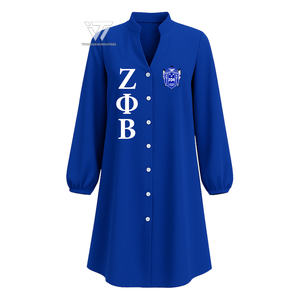 Vêtements de sororité grecque Zeta Phi Beta Chemise chemisier longue évasée brodée avec manches bouffantes - Product Image 1