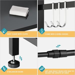 2-Tier Black Adjustable Modern Iron <strong>Kitchen</strong> Organizer Rack Microwave Shelf Standing Type for Pot Utensils Dinnerware Made Metal - Product Image 4