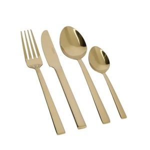ชุดช้อนส้อมสแตนเลสสีทอง 16 ชิ้น - Product Image 1