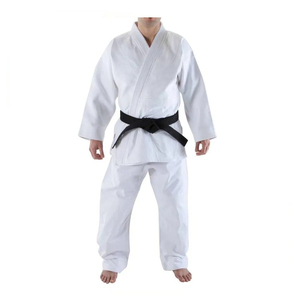 Uniformes de karate de peso pesado con logotipo personalizado azul color sólido artes marciales Taekwondo Jiu Jitsu Kimono conjunto de algodón unisex niños OEM - Product Image 5
