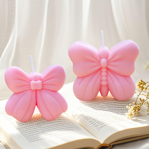 Vela de mariposa hecha a mano, diseño de lazo, Color Pastel, cera de soja, vela ecológica, regalo romántico, decoración del hogar, boda, vacaciones, bares - Product Image 1