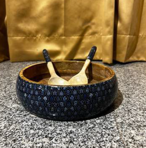 Ensaladera de madera de mango de 7x3 pulgadas de la mejor calidad, cuchara interior de resina epoxi pulida ecológica para servir en fiestas, fabricada - Product Image 5