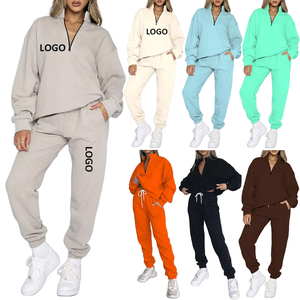 2023 vente en gros Logo personnalisé femmes épais empilés Joggers costume survêtement 2 pièces ensemble de survêtement - Product Image 1