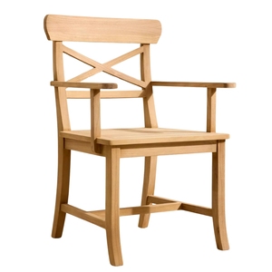 Chaise à dossier croisé en teck raffiné, confortable et écologique, pour l'extérieur, idéale pour jardin, patio, café, restaurant, terrasse - Product Image 1