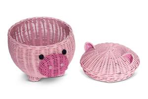 Meilleure vente écologique grand cochon rotin vêtements panier de rangement couvercle tissé à la main décoratif OEM acceptable Logo personnalisé Vietnam - Product Image 6