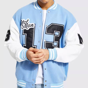 <b>Men's</b> High Quality Winter Wool/Polyester Sleeve <b>Baseball</b> <b>Jacket</b> Stand Collar Street Wear Chenille Embroidery Patchwork Letterman - Product Image 1