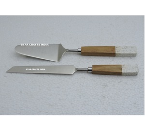 Serveur de gâteau de poignée de résine de fabricant en gros pour la fête d'anniversaire utilisation ensemble de serveur de vaisselle couteau de gâteau de vente chaude et ensemble de serveur - Product Image 1