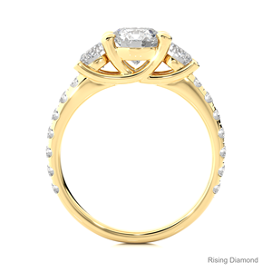 แหวนเพชร CVD ทรงแฟนซี สี E น้ำหนัก 1.28 กะรัต ความสะอาดระดับ VS  ทองคำขาว 14K ประดับเพชรสามเม็ด สไตล์โบฮีเมียน พร้อมใบรับรอง IGI - Product Image 4