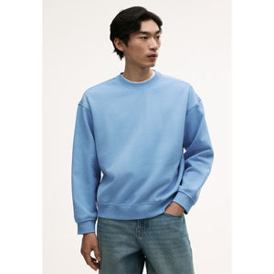 Sweat-shirts unisexes en coton à col rond surdimensionnés pour hommes, en gros, simples, à manches longues, amples, personnalisés, vintage - Product Image 6