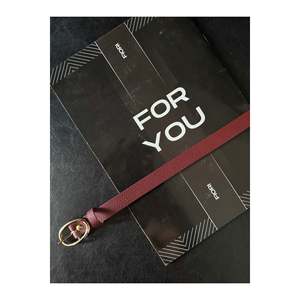 Thin <b>Belt</b> with Gold Buckle, Trouser <b>Belt</b>, Shirt <b>Belt</b>, Jacket <b>Belt</b>, Dress <b>Belt</b> - <b>Burgundy</b> - Product Image 4