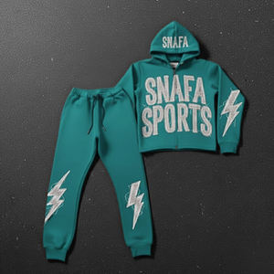 Conjunto de Sudadera con Capucha y Pantalones Deportivos con Logotipo Personalizado para Hombre, de Algodón Grueso y Pesado, Bordado - Product Image 1