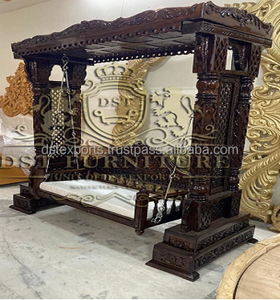 Indian Home Decor DST EXPORTS Rajwadi Style Premium Teak <b>Wood</b> Traditional Carved Durable <b>Swing</b> Indoor Wooden Jhula Customizable - Product Image 6