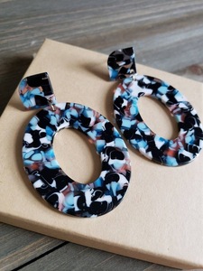 Resin Embroidery Earrings Handmade Stainless Steel Fashion Jewelry for Women Girls Classic Wedding Look High Quality - Product Image 3