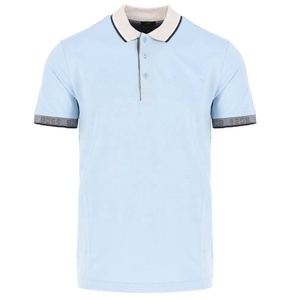 Chemise décontractée pour homme à col contrastant, manches courtes, en jersey tricoté, coton doux, coupe ajustée, tissu respirant, idéale pour l'été - Product Image 1