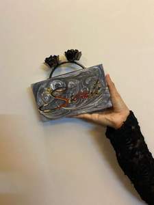 Sac à main de luxe en résine de haute qualité, broderie, strass, design estival, écologique, personnalisable, tendance - Product Image 5