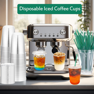 Gobelets en plastique jetables biodégradables et recyclables de 16 oz, avec couvercles modernes à fente pour paille, écologiques, anti-fuite, pour boissons froides, milkshakes - Product Image 4