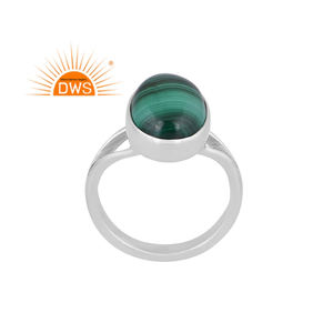 Meilleure qualité en argent sterling fin malachite naturelle pierre précieuse bague fendue fabricant de bijoux personnalisés - Product Image 1