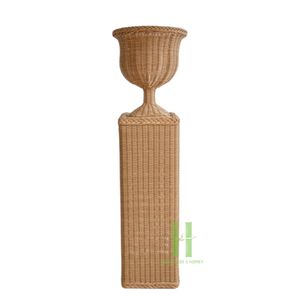 Ensemble de 3 Vase de table moderne pour décoration Vases de sol en rotin faits à la main Vase urne en rotin Pot de fleur en rotin Conception et emballage OEM - Product Image 5