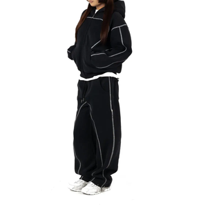 Bloc de couleur Logo personnalisé veste zippée coupe-vent Joggers costumes ensemble Nylon veste imperméable pantalon de survêtement hommes coupe-vent survêtement - Product Image 5