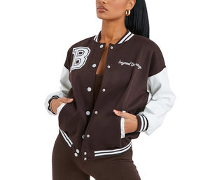 Chaqueta Varsity personalizada para mujer, bordado de chenilla, Mangas de cuero de alta calidad, longitud larga, Béisbol personalizado, Letterman Varsity - Product Image 1