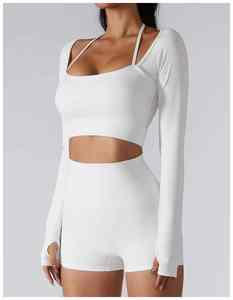 Ensemble de vêtements de yoga pour femmes en gros, 2 pièces, leggings et combinaison, vêtements de sport, imperméable, respirant, léger - Product Image 2