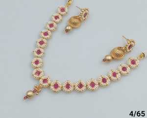 Motipearl DEL SUR DE LA India y joyería de templo de cobre, joyería nupcial antigua tradicional para boda, Gargantilla chapada en oro pesado, conjunto de joyería - Product Image 4