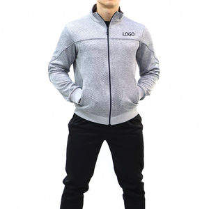 Chándal de entrenamiento de invierno OEM, cómodo conjunto informal de algodón y poliéster, cremallera completa, logotipo impreso de secado rápido, opciones de talla grande - Product Image 2