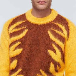 Pull en maille de cachemire et de laine à col rond décontracté pour homme, couleur unie, manches longues, grande taille, logo sur le devant, vente exceptionnelle - Product Image 5