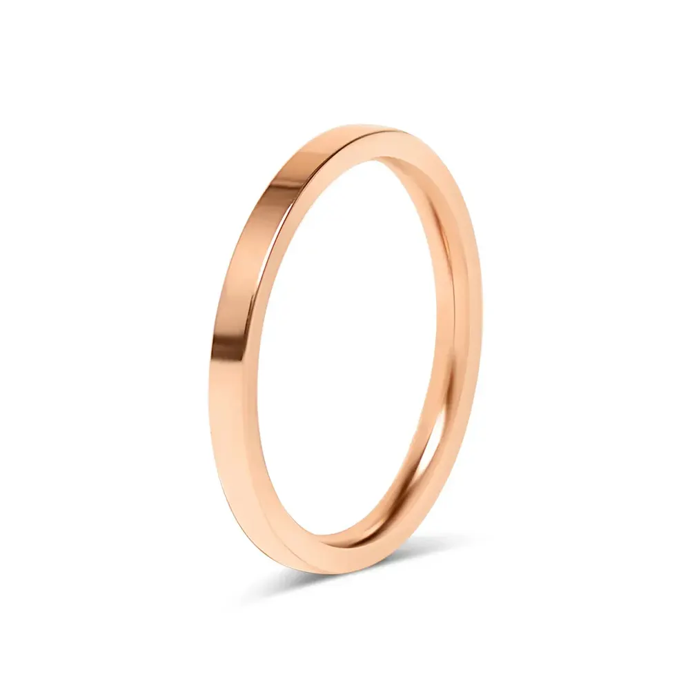 Wholesale Jewelry Top Grade Flat Rose Gold Stainless Steel Ring Premium Quality for Men & Women