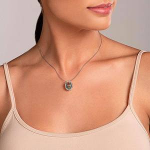 Colgante de serenidad de rodio de plata 925 para mujer con joyería de moda de cristal ovalado con un diamante como piedra principal - Product Image 4