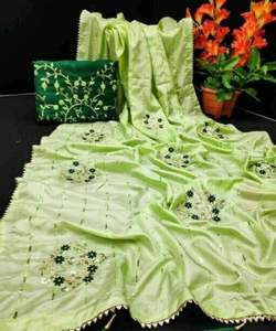 Kanchipuram Seda Saree Fiesta Desgaste Boda India Último Diseñador Banarasi Algodón Seda Sari con Blusa Señoras Desgaste Mayorista Alphanumero - Product Image 2