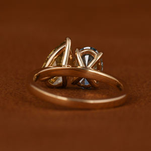 Oval & pera Cut Toi et moi Ring/14K Oro amarillo Trendy Toi et moi Solitaire Ring Anillo de bodas para su regalo de aniversario - Product Image 3