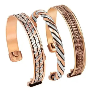 Hand Crafted Healing Solid Pure <b>Copper</b> Bracelet and Matching Finger Ring Jewelry Cuff for Women & <b>Men</b> Accessories - Product Image 3