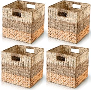 Kuyue nhiệm vụ nặng nề lục bình vuông Giỏ Lớn wicker lưu trữ Cubes mây Cube lưu trữ Thùng Kệ tổ chức giá bán buôn - Product Image 2