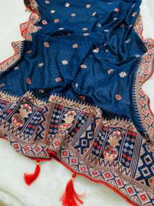 Tela de seda Vichitra fabulosa de moda de lujo superventas Sari elegante Zari trabajo con trabajo de piedra último desgaste para el invierno en el mejor - Product Image 3