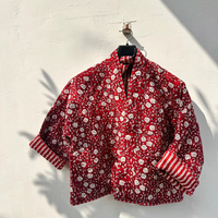 Veste en coton matelassée tricotée style bohème, imprimé floral, décontractée, rembourrée, mode durable, rayures d'inspiration vintage