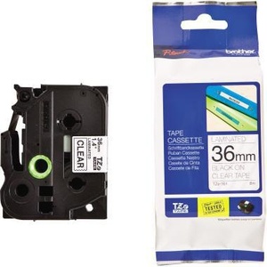 Cinta Adhesiva para Oficina Brother P-touch TZe-161, 36 mm x 8 m (Ancho x Largo), Transparente, Negra, Cinta para Etiquetas, Cassette BROTHER - Product Image 1