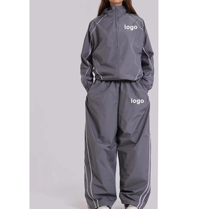 Women 2 Piece Outfits Tracksuit <b>Jumpsuits</b> Lightweight Windbreaker Pullover Jacket Crop Top Pants Set - Product Image 1