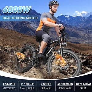 6000W doppio motore Ebike per adulti uomini 45mph-veloce bici elettrica con batteria al litio 12V 70Ah telaio in alluminio fino a 100 miglia - Product Image 2